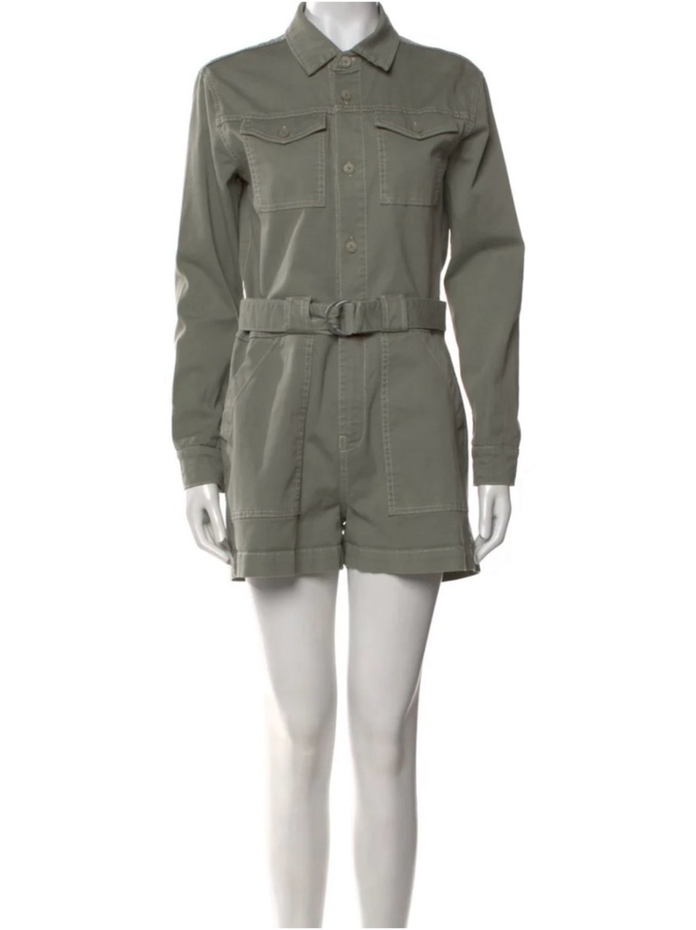 Jonathan Simkhai Olive Utility Belted Romper